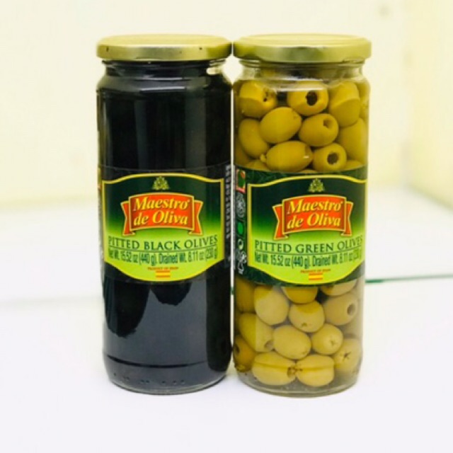 Quả oliu đen - xanh tách hạt 920g và 340g