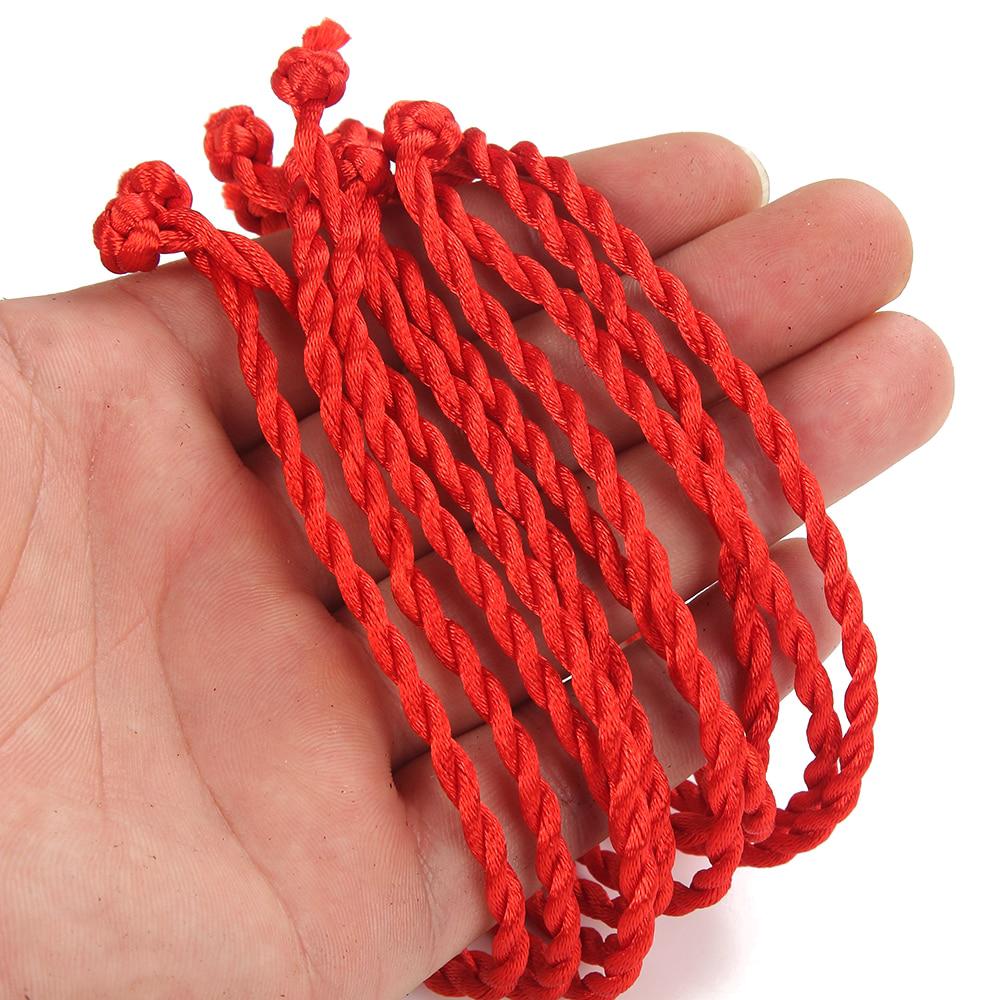 Set 10 Vòng Tay Dây Bện Màu Đỏ May Mắn