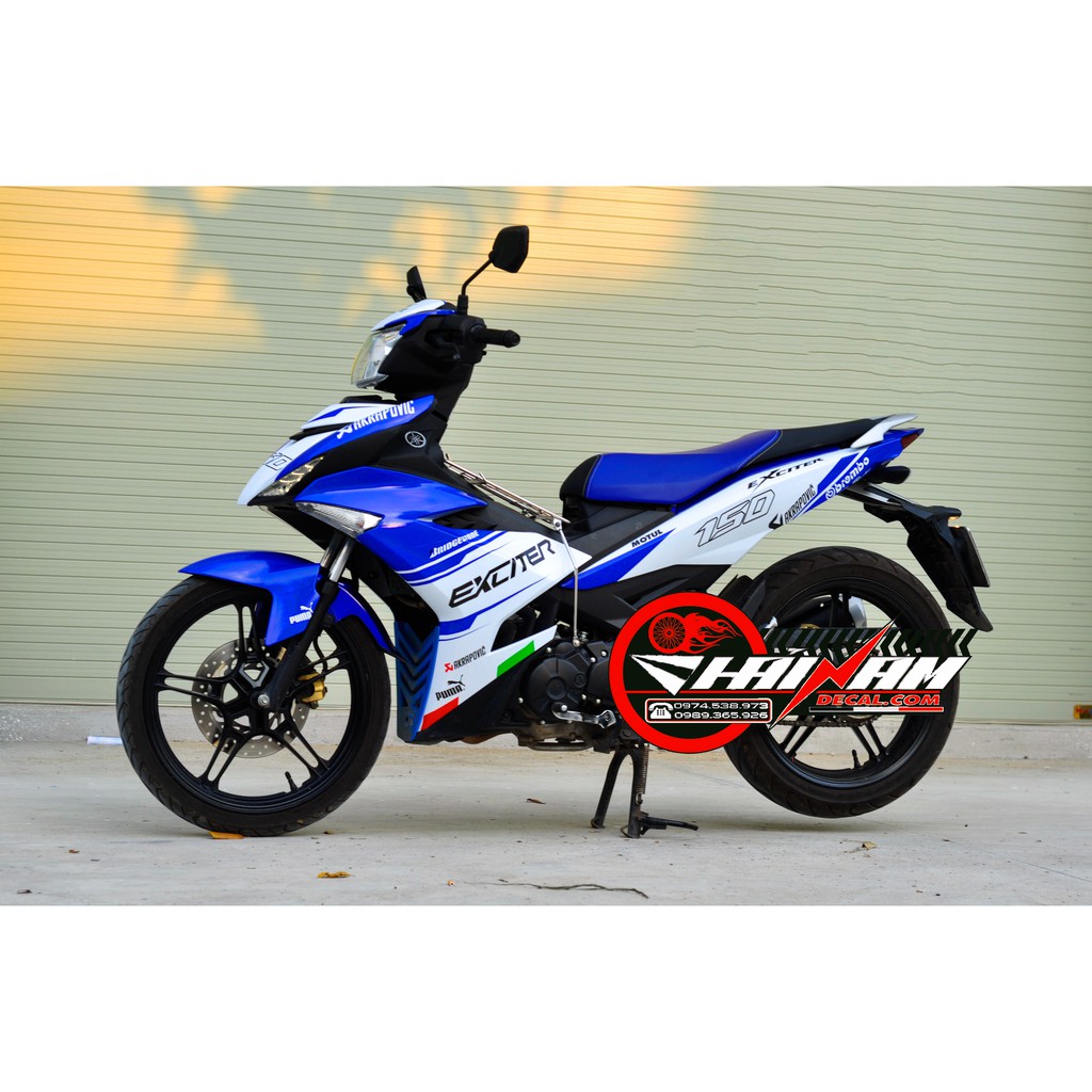 Tem trùm trắng xanh GP cho Exciter 150