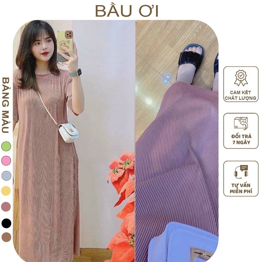 [BAUOII V52] VÁY BẦU THỜI TRANG - ĐẦM BẦU CÔNG SỞ DÁNG SUÔNG CHẤT THUN TĂM NHIỀU MÀU CỰC XINH