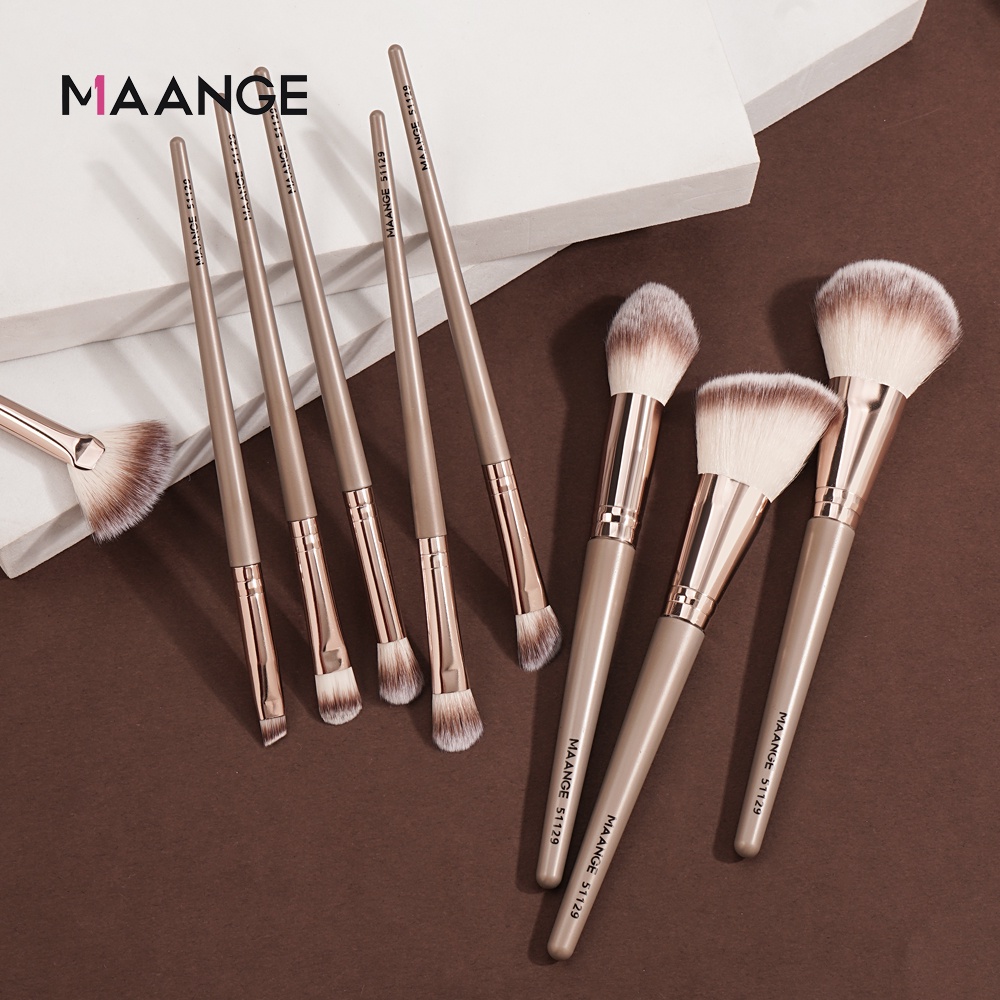 Set 9 cọ trang điểm MAANGE tán phấn phủ má hồng phấn mắt tạo khối tiện lợi