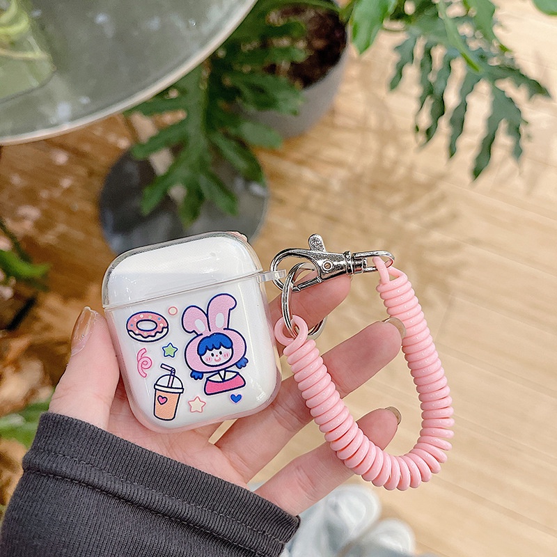 Vỏ Bảo Vệ Hộp Sạc Tai Nghe airpods 1 2 Pro 3rd Generation Pro 1/2 Trong Suốt Chống Sốc Họa Tiết Hoạt Hình Kèm Dây Đeo Kiểu Nhật Hàn