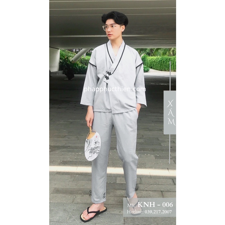 Đồ Lam Đi Chùa Nam Phong Cách, Nhật Nam 2 Nút, Màu "Xám Khói"