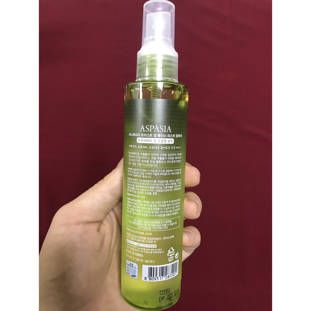 [SALE] [CAM KẾT 100% CHÍNH HÃNG] Xịt khoáng NHA ĐAM ASPASIA ALOE MOIST UP FACE MIST Hàn Quốc 150ml - trắng da, cấp ẩm | BigBuy360 - bigbuy360.vn