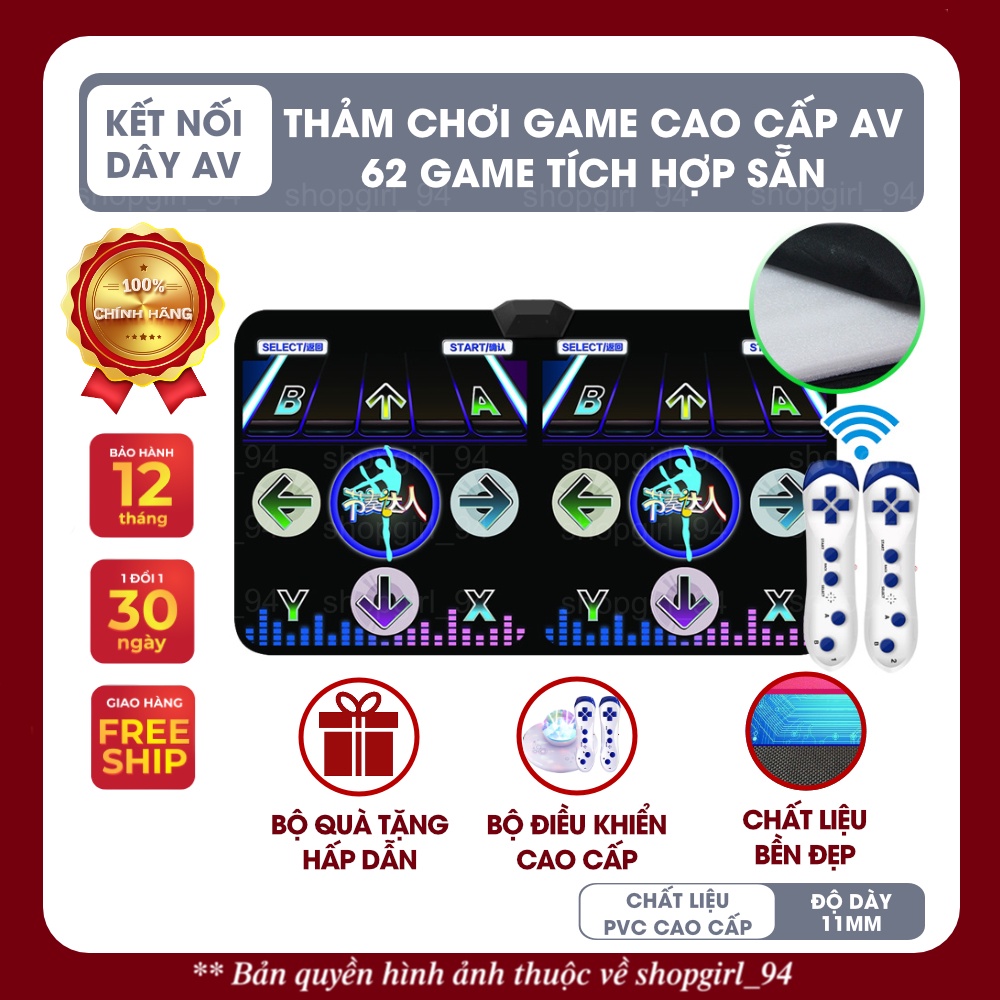 Thảm nhảy audition, thảm nhảy kết nối tivi, kết nối AV, chất liệu PVC dày 11mm chống thấm, chống nước