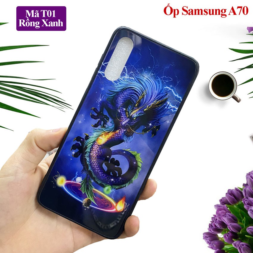 Ốp lưng A70, ốp lưng Samsung A70, Vỏ điện thoại ss Galaxy mặt kính in hoa sang trọng , Aha Case