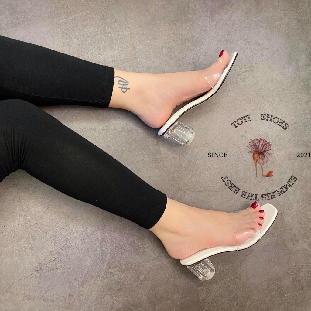 GUỐC NỮ TOTIIE SHOES - DÉP THỜI TRANG QUAI TRONG 5 PHÂN - CAO GÓT QUAI MẢNH ĐẾ VUÔNG 5CM - D11510