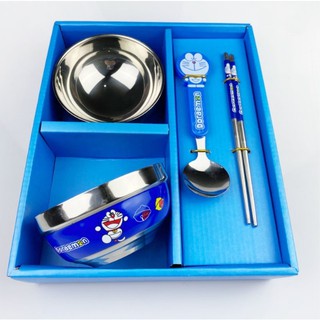 Bộ Chén Ăn Kèm Muỗng Đũa Hello Kitty & Đôrêmon