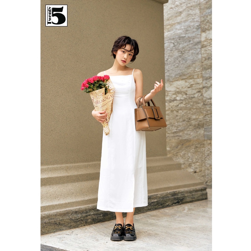 Đầm 2 dây cúp ngực dáng ôm xẻ vạt lệch chất đũi mát Twentyfive N2126