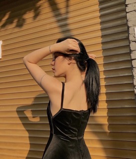 ĐẦM NHUNG ĐEN HAI DÂY