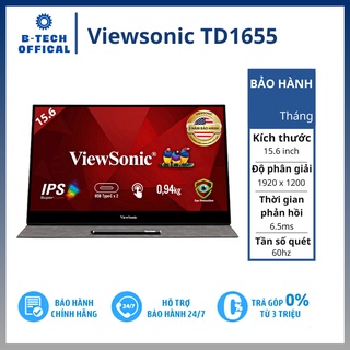 Màn hình viewsonic cảm ứng td1655 /15.6inch/ fhd/ ips/ 6.5ms/ 60hz/ 250nits/ minihdmi+usbtypec+audio/ 15000hrs/ touch
