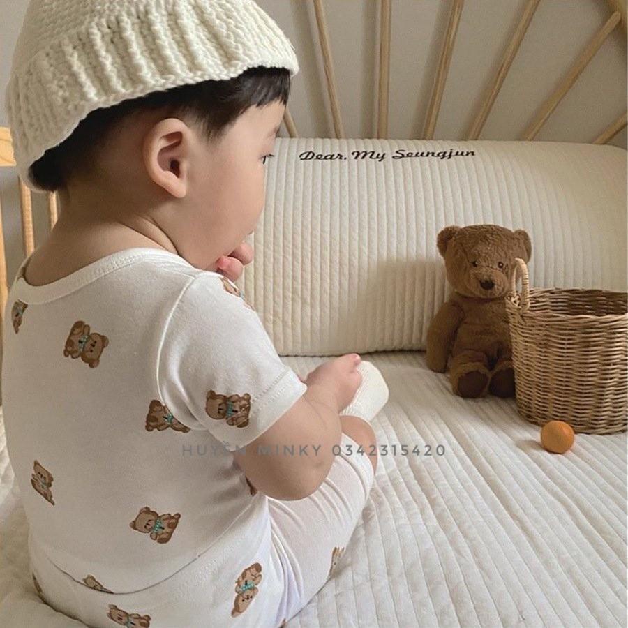 Bộ Cộc In Hình Gấu Teddy Phong Cách Hàn Quốc Mẫu Mới 2022 cho bé trai bé gái