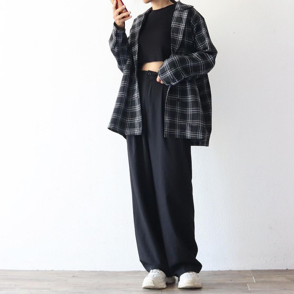 Quần ống rộng nữ lưng cao 𝐔𝐋𝐙𝐙𝐀𝐍𝐆 Style Hàn Quốc chất vải cát Hàn - Dáng quần suông mềm mại dài 100cm | BigBuy360 - bigbuy360.vn