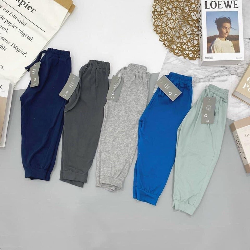 Sét 5 quần cotton bé trai 5 màu siêu cute, quần dài cotton bé trai có sẵn