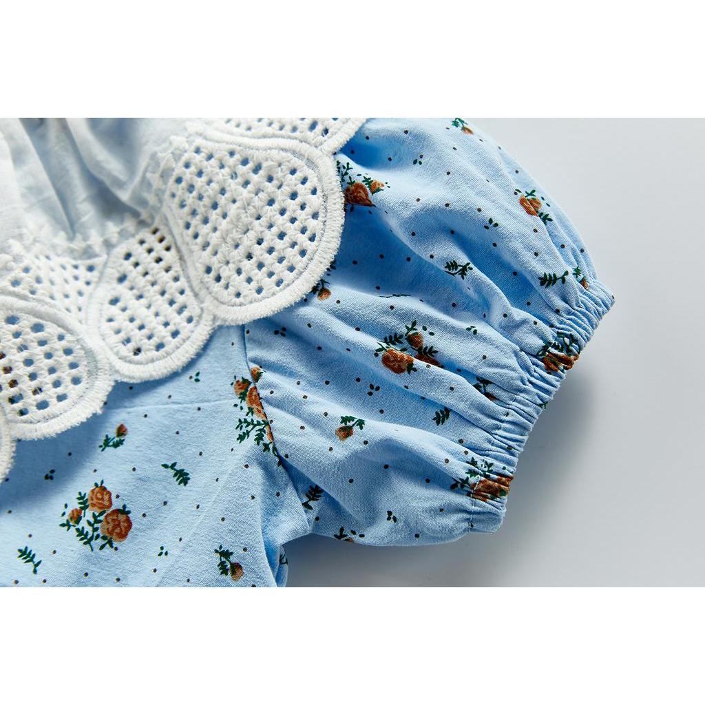 Bộ áo liền quần in hoa dễ thương cho bé gái