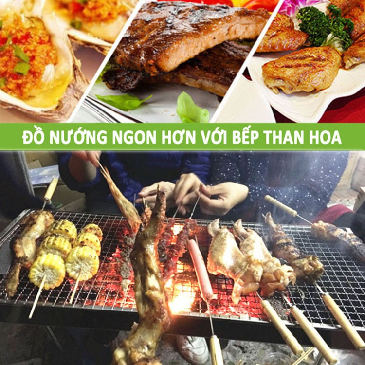 BẾP NƯƠNG THAN HOA INOX CHÂN CAO NGOÀI TRỜI