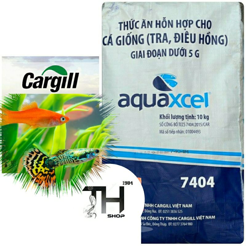 Cám Cargill 7404 đạm 42% thức ăn dành cá nhỏ, cá 7 màu và làm mồi câu cá | Túi 1kg