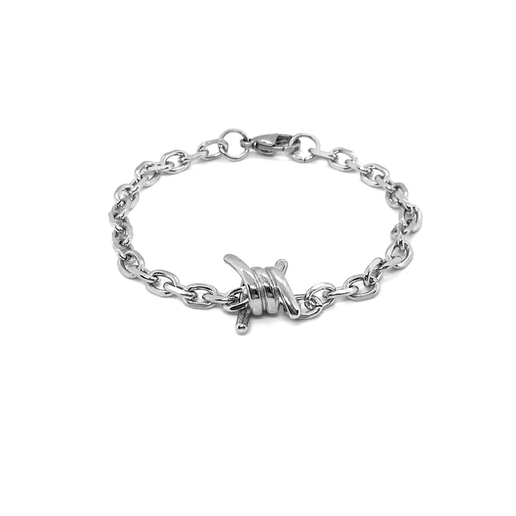 Vòng Tay Nam Lắc Tay Unisex MẶT XOẮN 17cm ( Dành Cho Tay Nhỏ ) Thời Trang Đeo Tay Nam Nữ Basic Màu bạc - Vòng Tay - Max