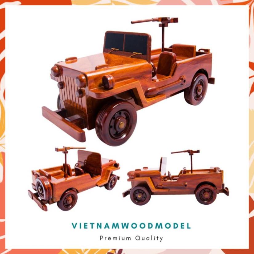 Xe mô hình, mô hình xe ô tô Jeep có súng handmade 100% từ gỗ tự nhiên – Mô Hình Xe 102