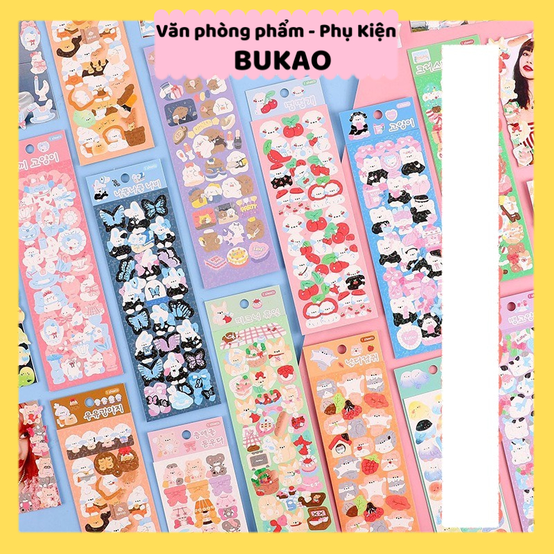 Sticker trang trí toploader diy, sticker ánh kim bắt sáng nhũ cute