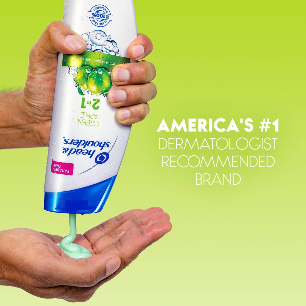 Dầu gội đầu & xả ngừa gàu hương táo Head & Shoulders Green Apple 2-in-1 Dandruff Shampoo + Conditioner 400ml