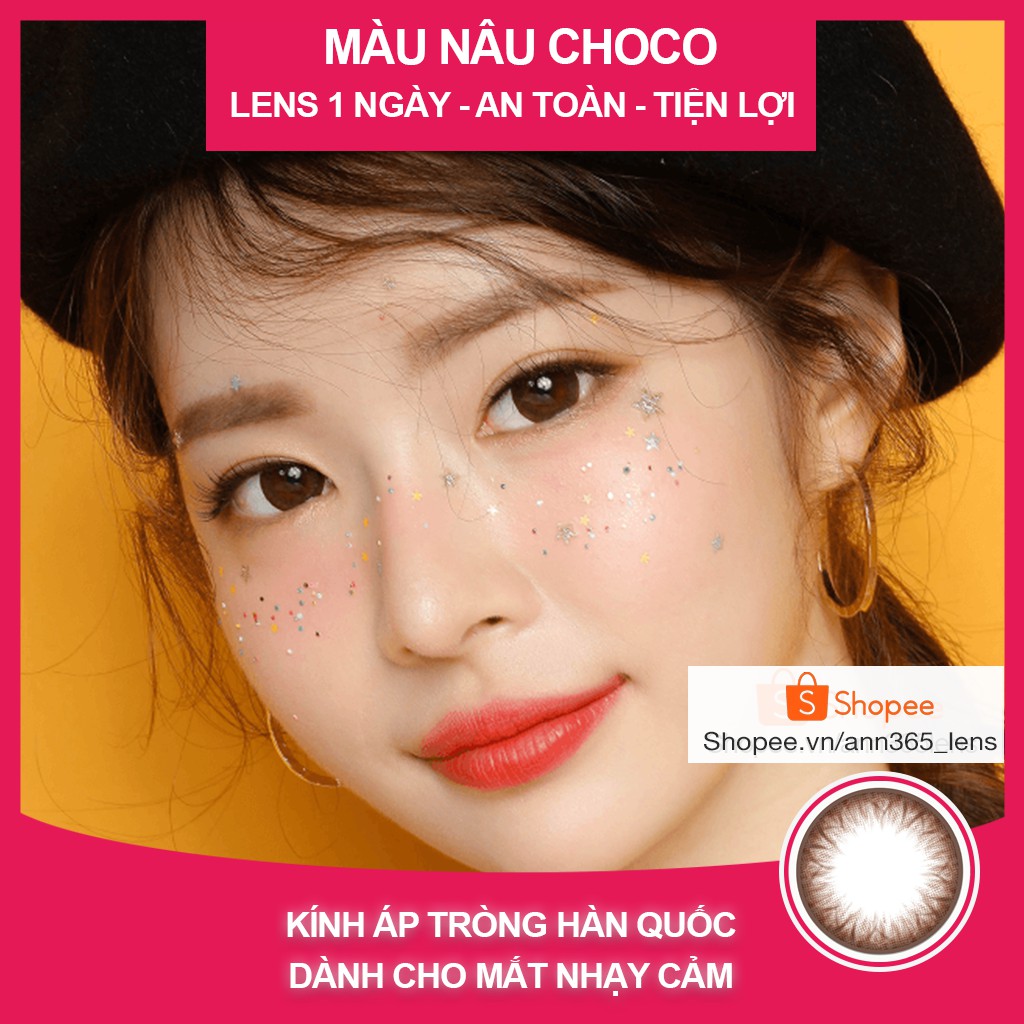 Lens mắt 0 độ, len thời trang hàn quốc dùng 1 lần, kính áp tròng không độ 1 ngày, lens for girl màu nâu , xám