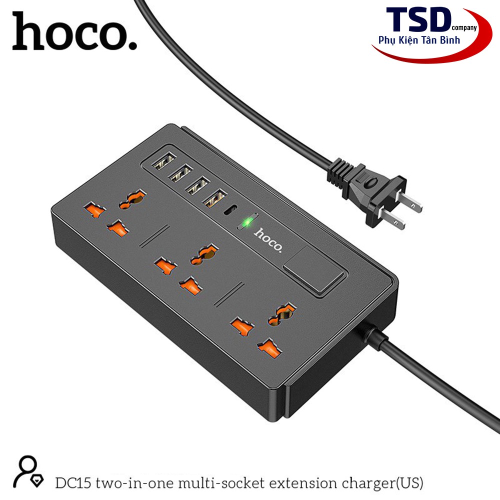 Ổ Cắm Điện Đa Năng Có Cổng USB Thông Minh Hoco DC15 Chính Hãng