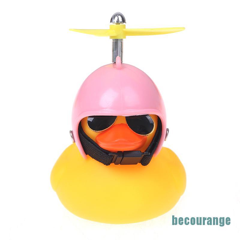 Chú vịt vàng đội mũ bảo hiểm dễ thương trang trí xe đạp