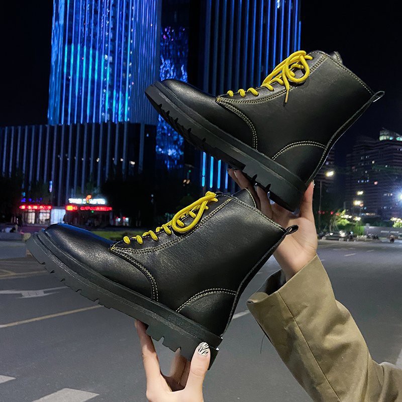 (Hàng có sẵn) giày boots cao cổ phối màu dây giày 4 màu tùy chọn