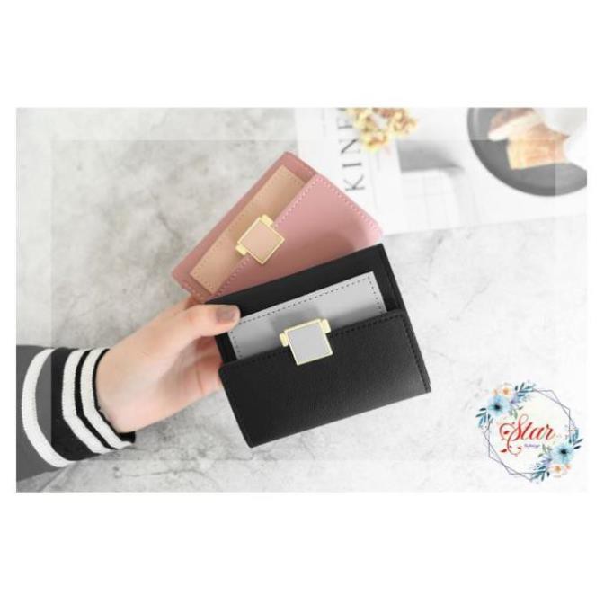 VÍ NỮ NGẮN, VÍ ĐẸP CẦM TAY MINI KHÓA VUÔNG G04