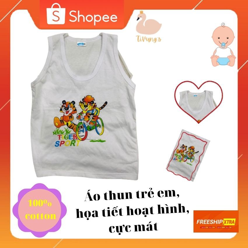 Áo ba lỗ trẻ em sơ sinh - màu trắng, thun 100% cotton, mềm mịn, thoáng mát - Shop TiVung chuyên quần áo trẻ em