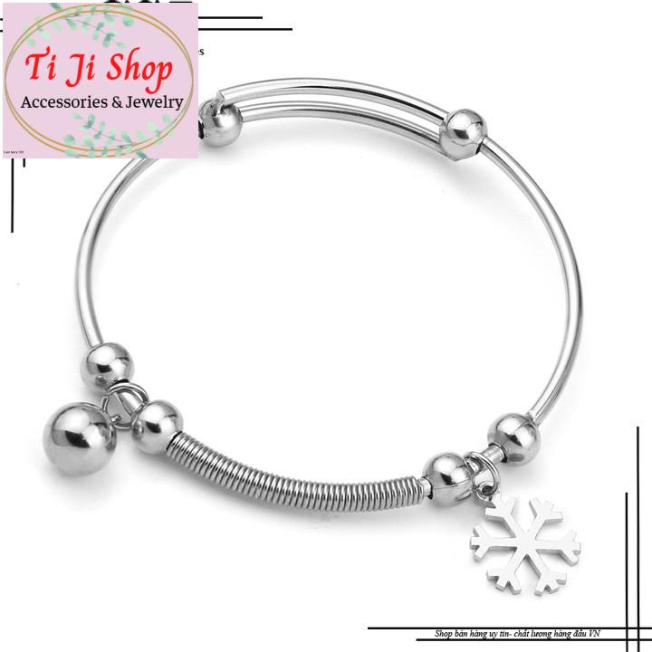 VÒNG TAY NỮ BI INOX CÁCH ĐIỆU GẮN PHỤ KIỆN - đẹp, không đen,