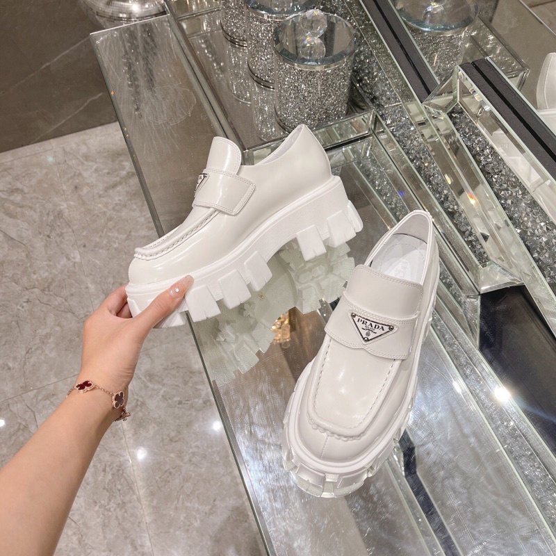 Giày oxford nữ da thật mẫu mới thương hiệu Prada-Monolith cao cấp có 2 màu