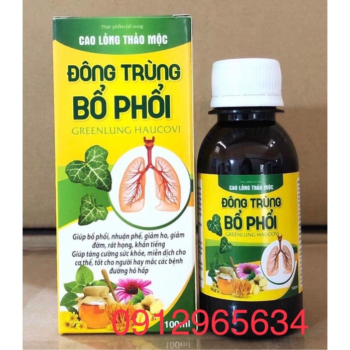 Siro thảo dược Đông trùng Bổ phổi nhuận phế, giảm ho, giảm đờm tốt cho phổi phục hồi sức khoẻ