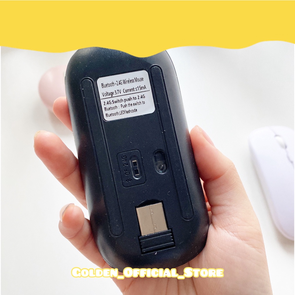 Chuột không dây mỏng nhẹ kết nối USB + Bluetooth - Hỗ trợ kết nối ANDROID, IOS, WINDOW