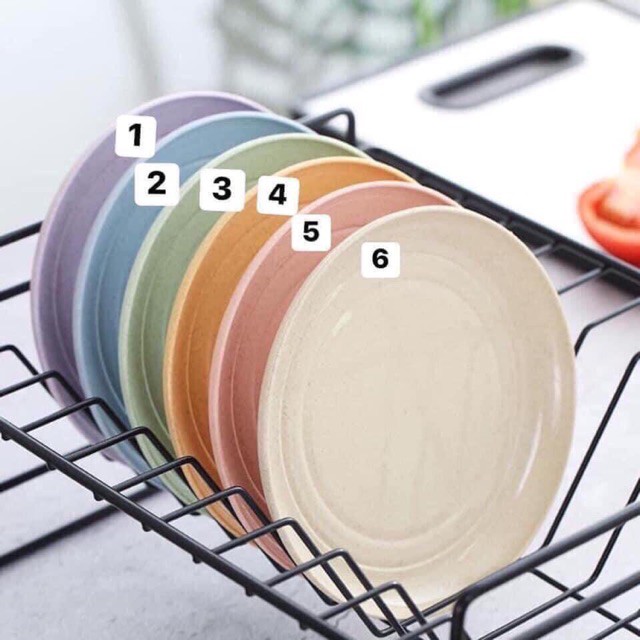 Đĩa đựng trái cây mang đi du lịch, dã ngoại, Đĩa chất liệu lúa mạch an toàn màu pastel  - DLM