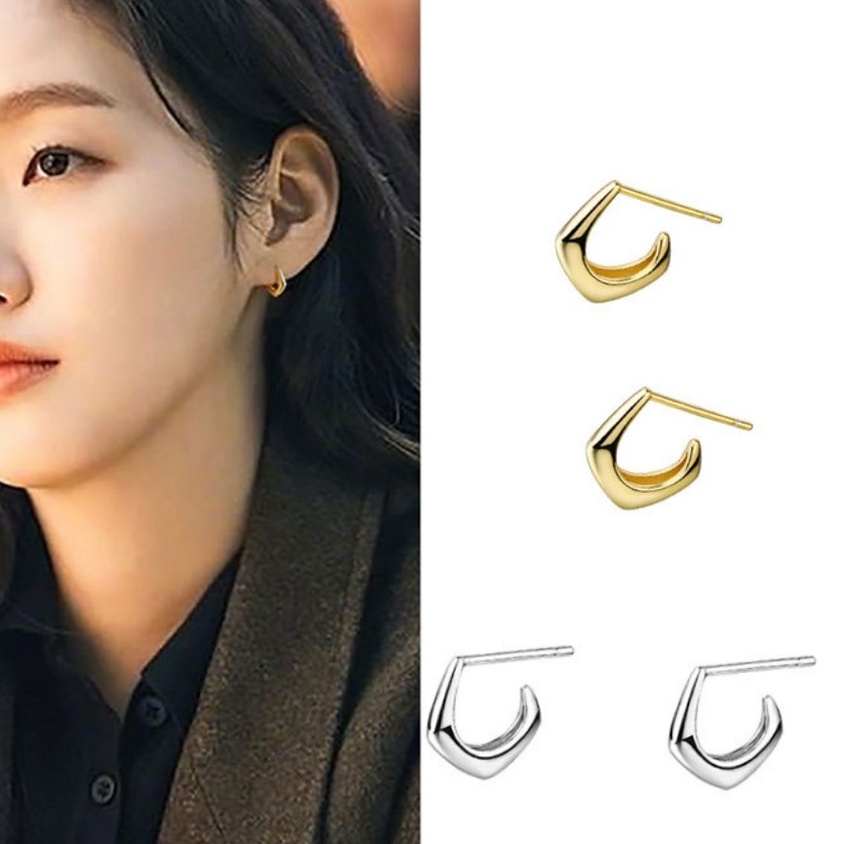 Bông tai bạc ý 925 móc tròn hàn quốc hoa tai nữ