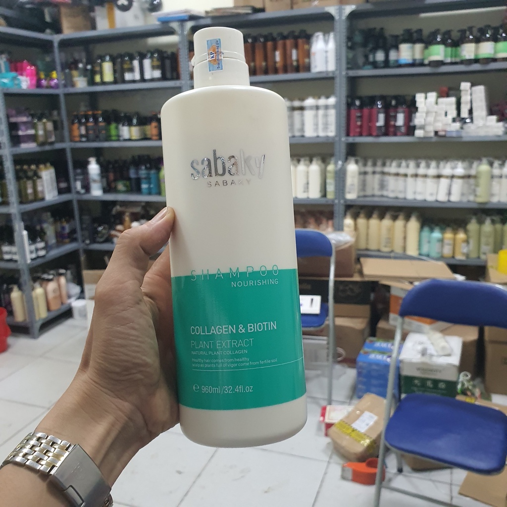 DẦU GỘI XẢ SABAKY COLLAGEN BIOTIN  REPAIING PHỤC HỒI CHỐNG RỤNG KÍCH THÍCH MỌC TÓC CẶP 960ML HÀNG HIỆU CHÍNH HÃNG