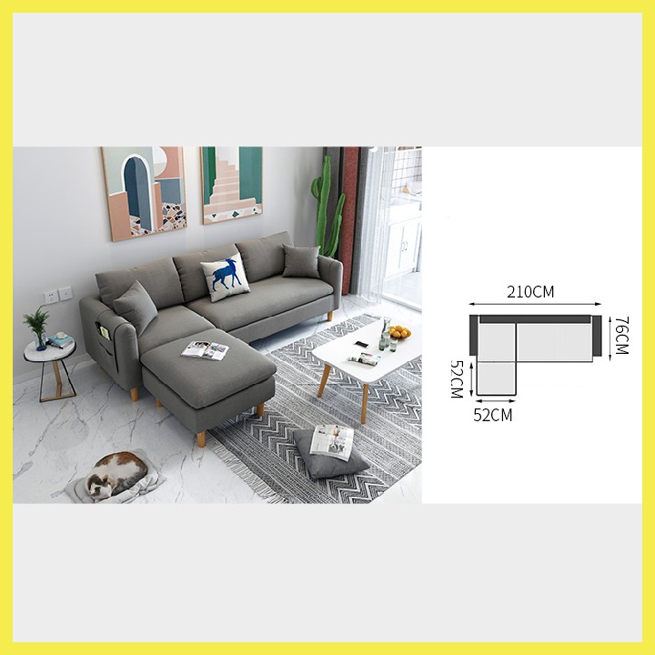 Bộ Sofa Phòng Khách Chung Cư, Nhà Ở Kèm Đôn Ghế, Nội Thất Gia Đình