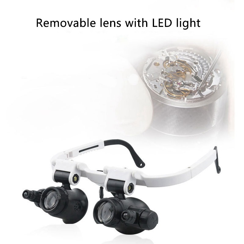Kính lúp đeo mắt 9892H-1 Kính lúp đeo đầu đa chức năng có ánh sáng với ống kính 8X 15X 23X