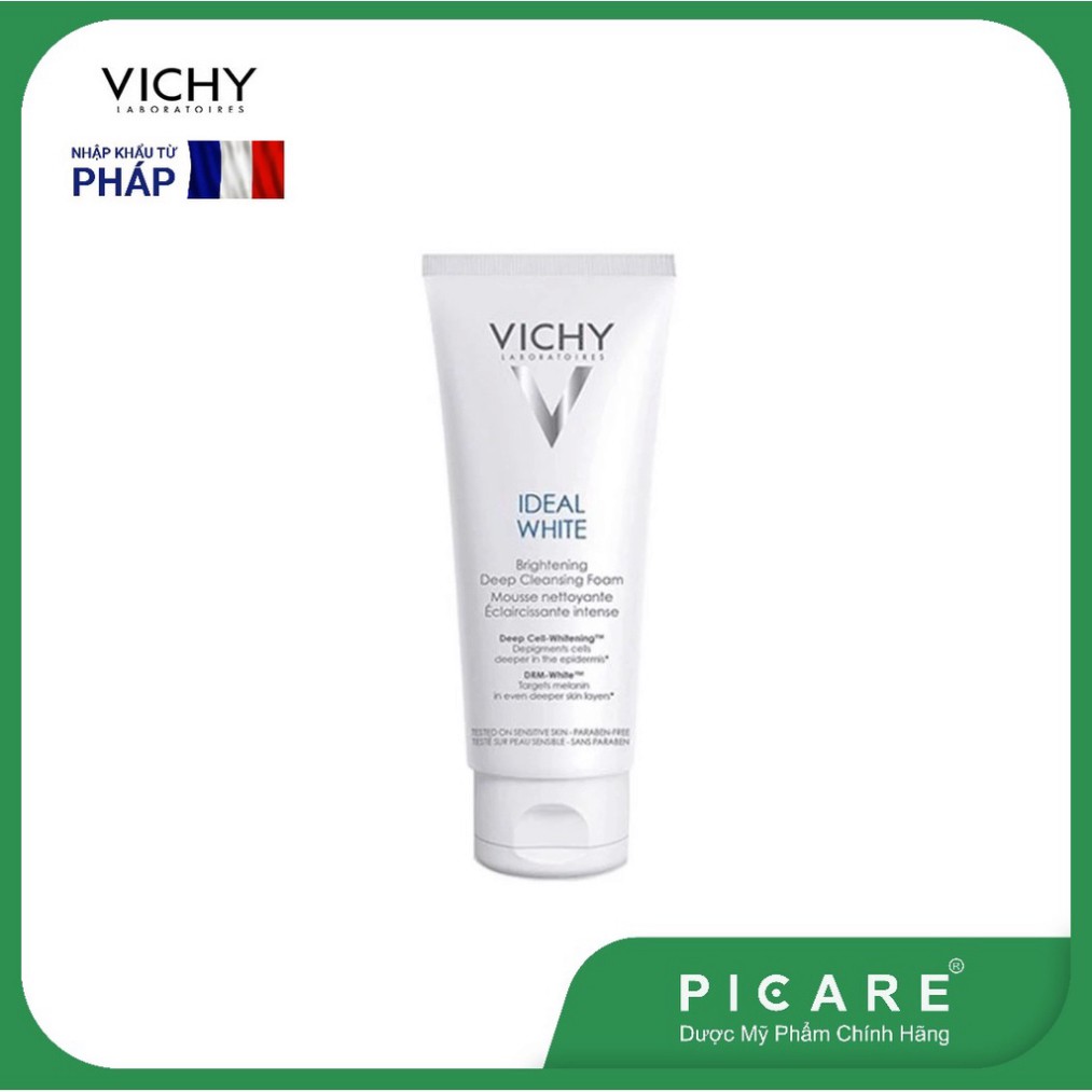 [CHÍNH HÃNG] Sữa rửa mặt tạo bọt dưỡng trắng da Vichy Ideal White Brightening Deep Cleansing Foam 100ml