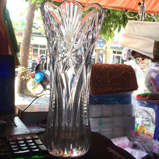 Lọ hoa thuỷ tinh pha lê trắng cao 35cm