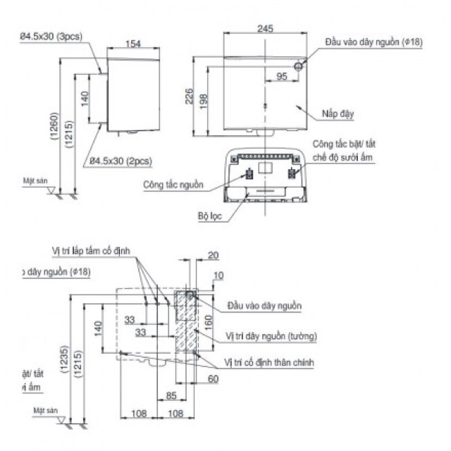 Máy Sấy Tay TOTO TYC322M - hàng chính hãng có phiếu bảo hành