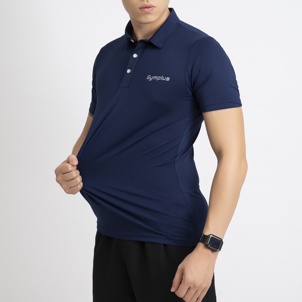 Áo tập gym nam polo GYMPLUS coolmax,áo thể thao cho nam ôm body co giãn thấm hút mồ hôi 01