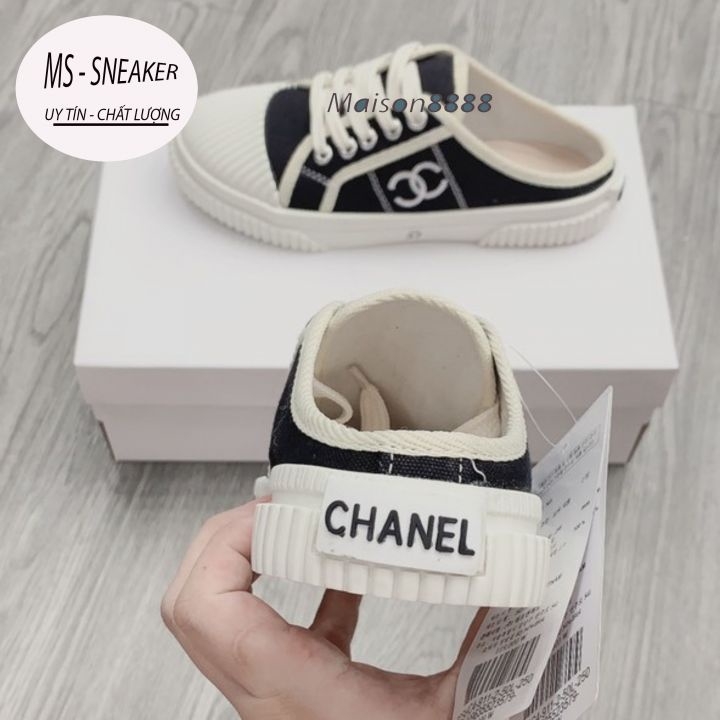 Giày thể thao Sneaker, giày sục CHANEL đen trắng SIÊU HOT SIÊU CUTE full size 35-&gt;39.