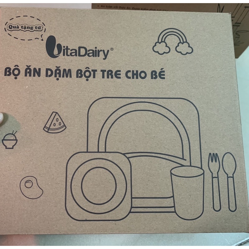 Bộ Chén Ăn Dặm Sợi Tre Cao Cấp Cho Em Bé Kiểu Nhật 5 Món