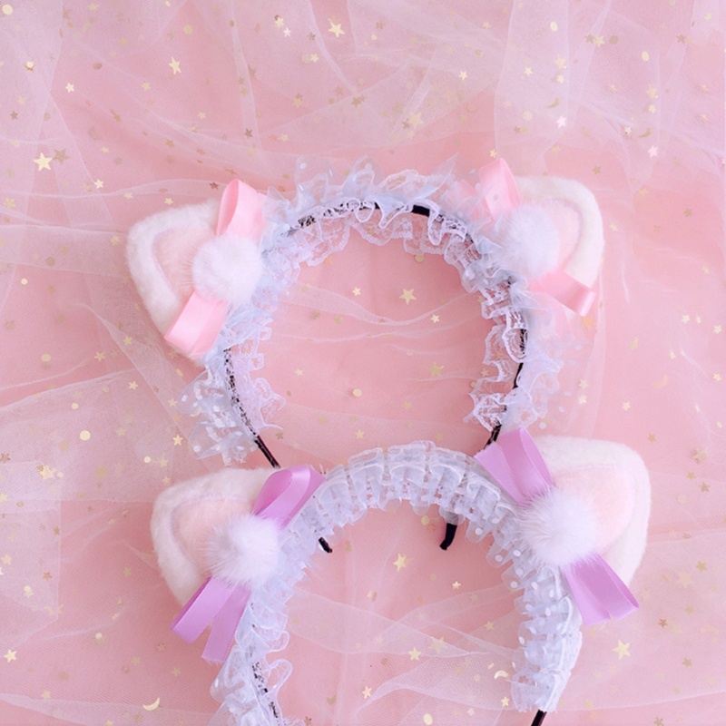 Băng Đô Tai Gấu Phối Ren Phong Cách Lolita