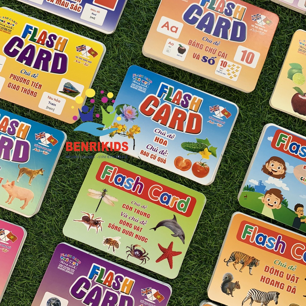 Combo 5 Bộ Thẻ Học Song Ngữ Anh Việt FlashCard Thông Minh Giúp Bé Nhận Biết Thế Giới Xung Quanh Giáo Dục Sớm Glenn Doman