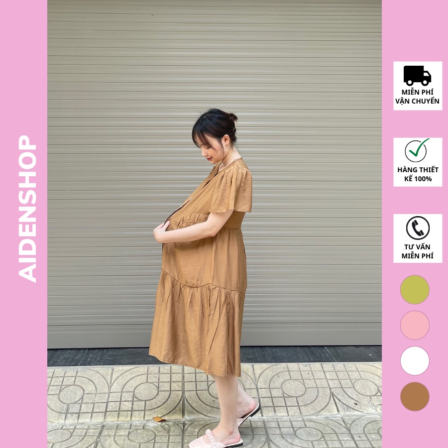 Váy bầu công sở đẹp Aidenshop Đầm bầu thiết kế mùa hè thời trang sau sinh