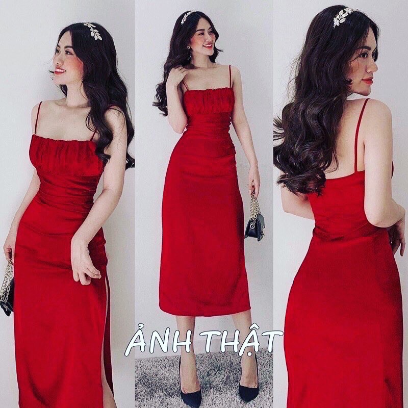 ĐẦM 2 DÂY DỰ TIỆC SIÊU SANG CHẢNH ⚡️⚡️GIÁ RẺ NHẤT SHOPEE-HÀNG CAO CẤP LOẠI 1⚡️⚡️ĐẦM DÂY TRẮNG,ĐỎ LỤA XẺ TÀ